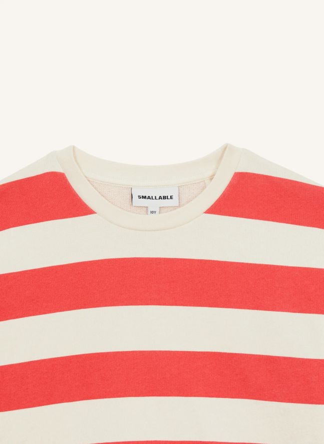 T-shirt Peony Rayé Coton Bio | Rouge