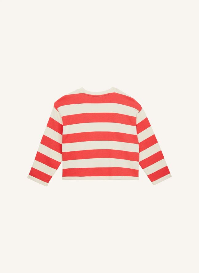 T-shirt Peony Rayé Coton Bio | Rouge