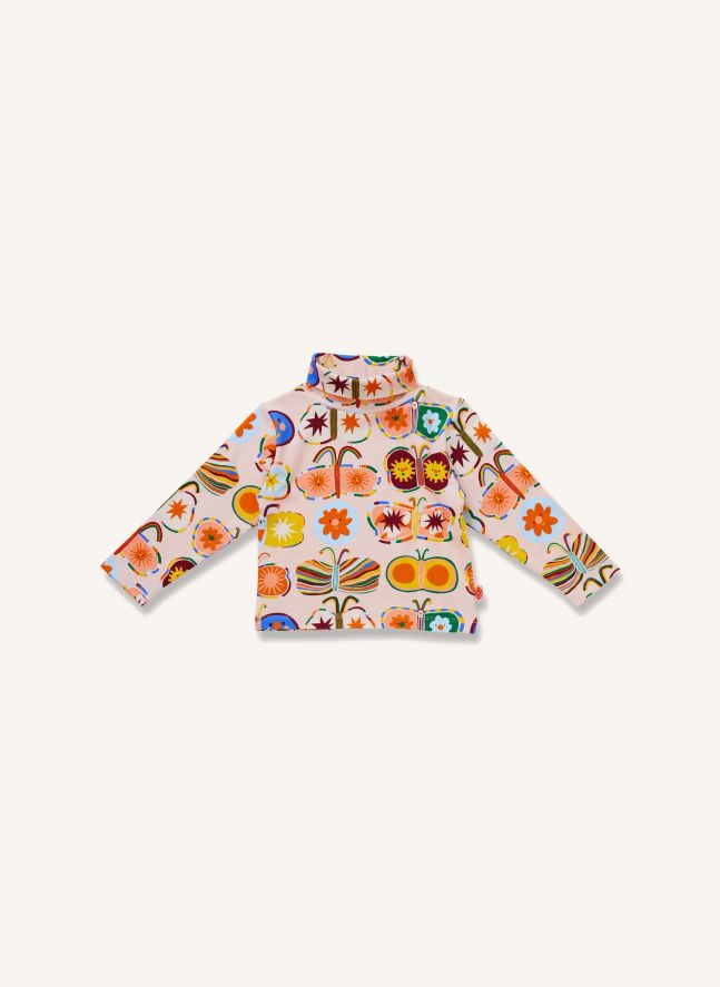 Col Roulé Papillons Coton Bio | Rose pâle