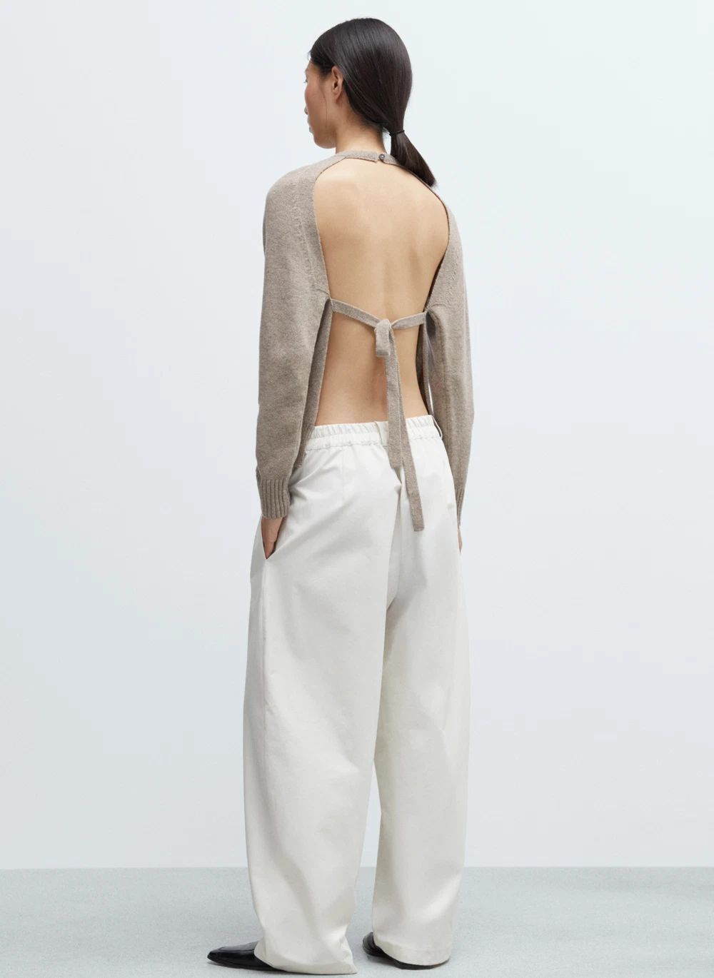 Pantalon Tailored Coton | Ivoire- Image produit n°3