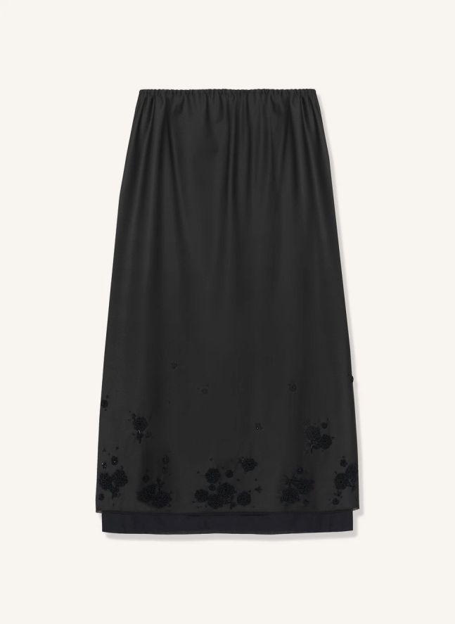 Jupe Tailored Embellished Laine  | Marron foncé