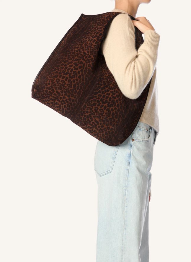 Sac Paco Croûte Velours Léopard | Marron