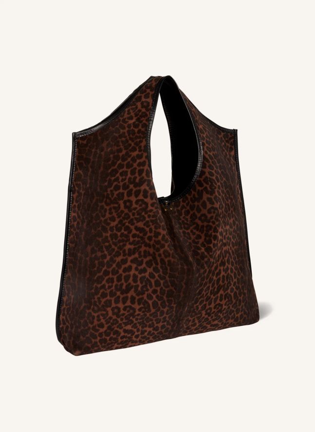 Sac Paco Croûte Velours Léopard | Marron
