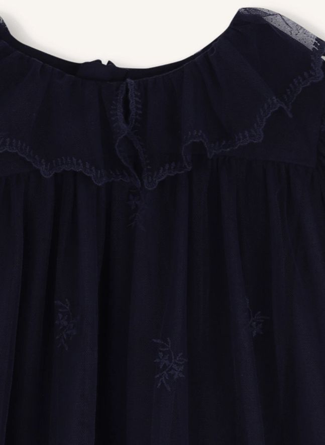 Robe Brodée Tulle | Bleu foncé