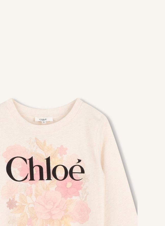 T-shirt Chiné Chloé Fleurs Coton Bio | Ecru