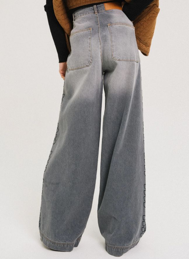 Jean Broderies Edel Coton | Denim gris