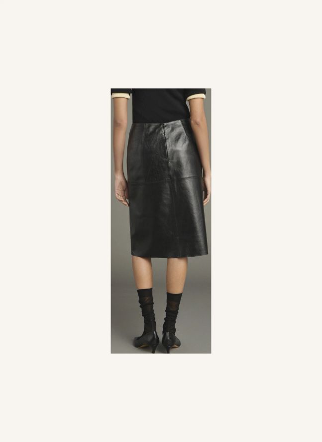 Jupe Gwen Cuir d'Agneau | Noir