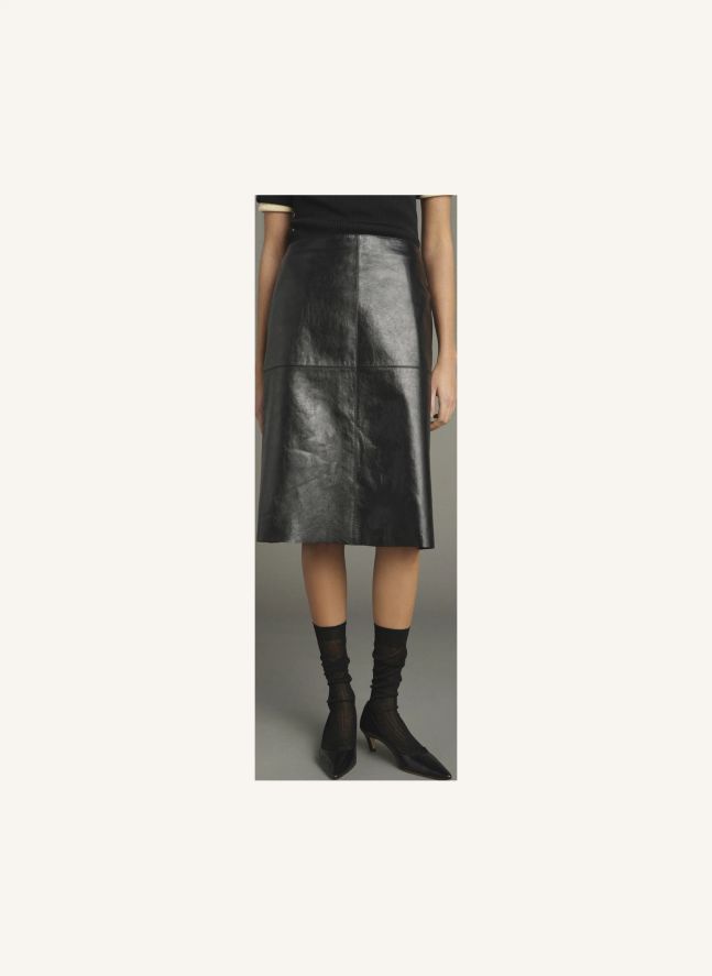 Jupe Gwen Cuir d'Agneau | Noir