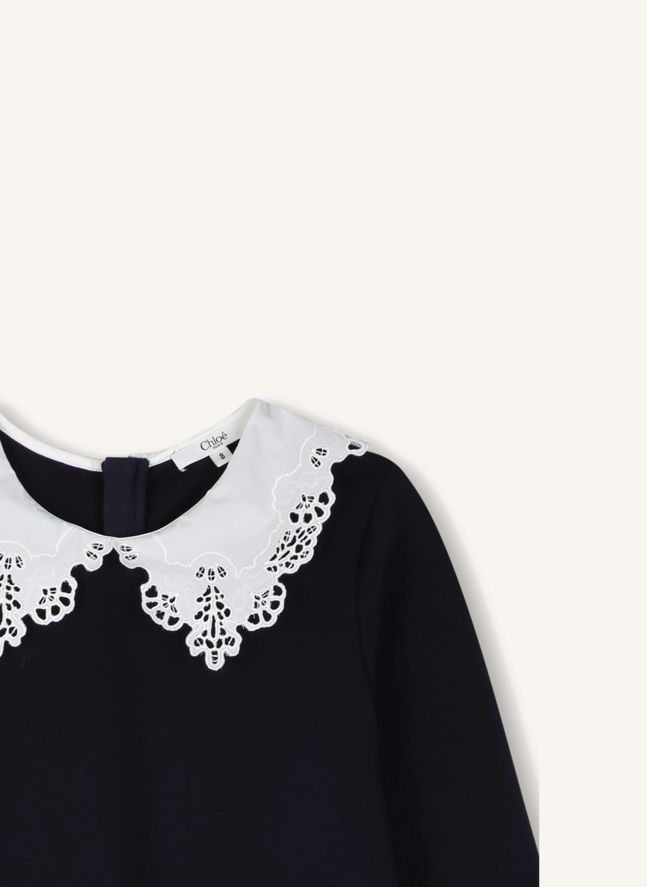 Robe Col Brodé Milano | Bleu foncé