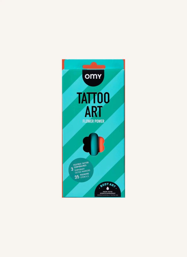 Feutres et pochoirs pour tatouages éphémères Flower Power | Vert