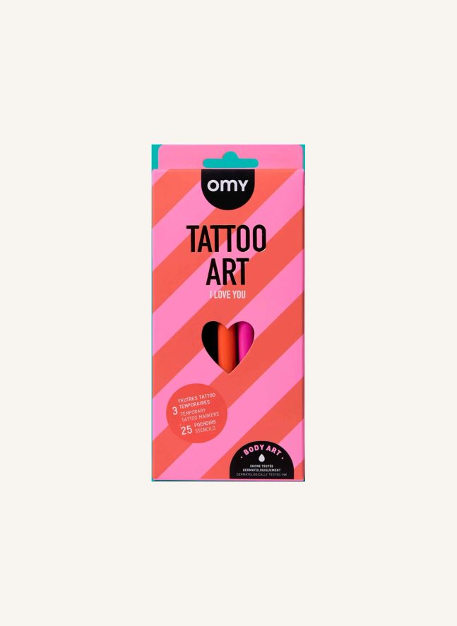 Feutres et pochoirs pour tatouages éphémères  I Love You | Rose