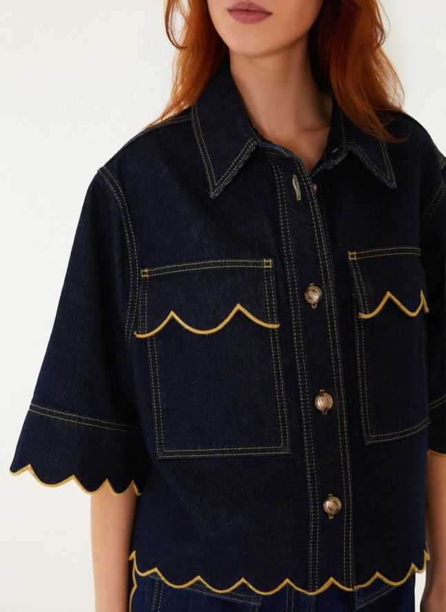 Chemise Short Scallops | Denim brut