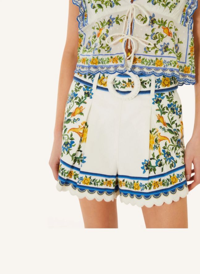 Short Emily Floral Coton | Blanc