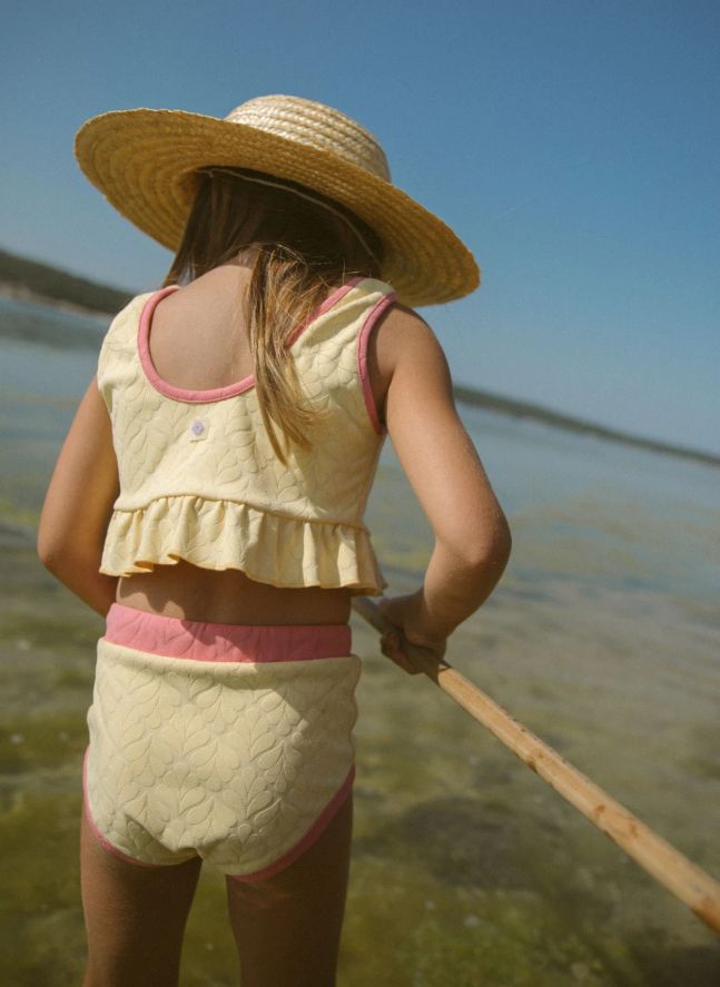 Maillot de Bain Volants Mila Feuilles Texturé | Jaune pâle