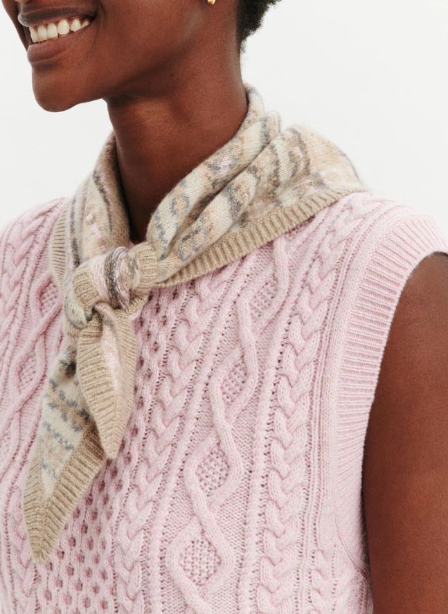 Foulard Triangle Fairisle Cachemire