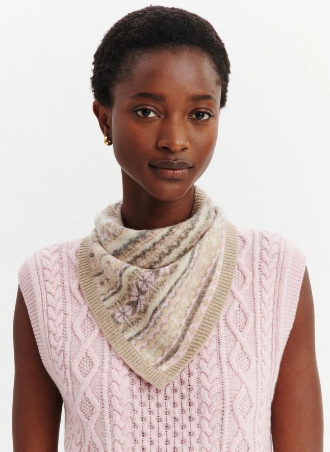 Foulard Triangle Fairisle Cachemire