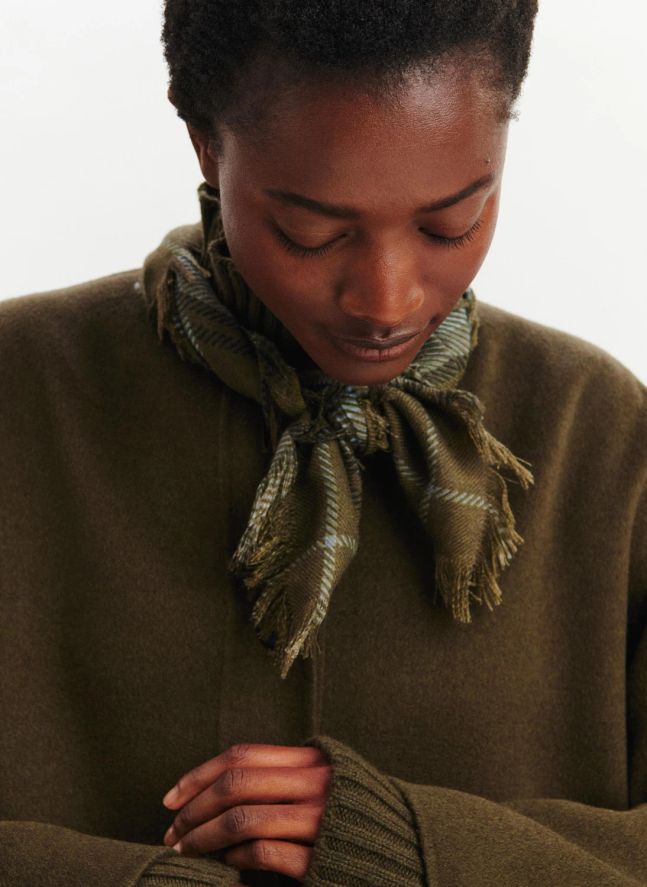 Mini Carré Swann Tartan Cachemire | Olive