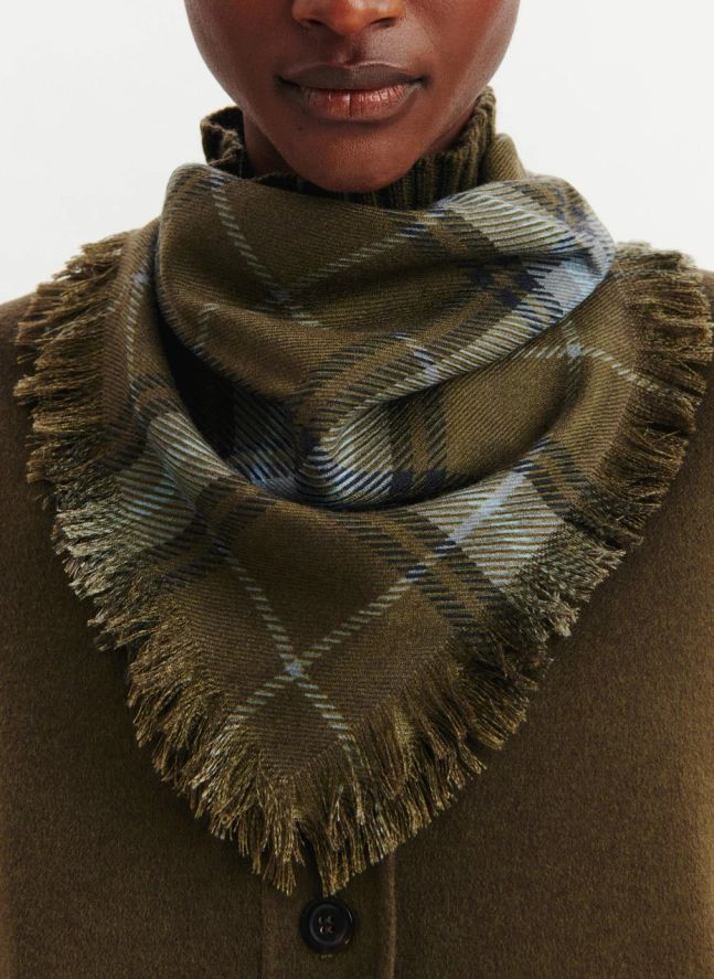 Mini Carré Swann Tartan Cachemire | Olive
