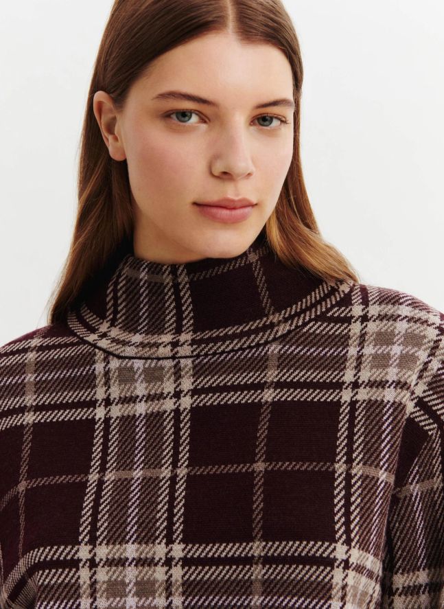 Pull Tartan Laine | Grenat