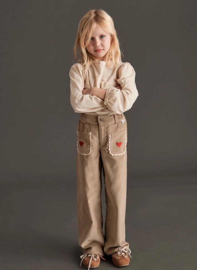Pantalon Géraldine Cœurs Velours | Beige