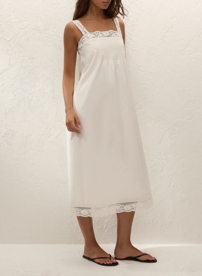 Robe Cristina Midi Coton | Ivoire