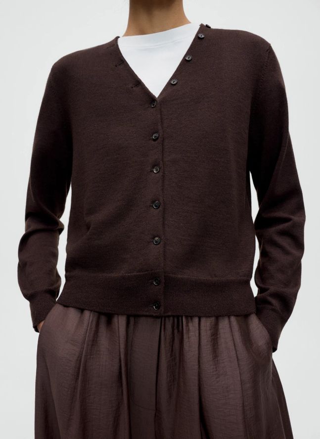 Cardigan Merino Laine | Marron