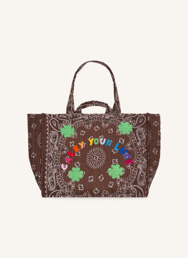 Maxi Cabas Carry Your Luck Coton | Marron