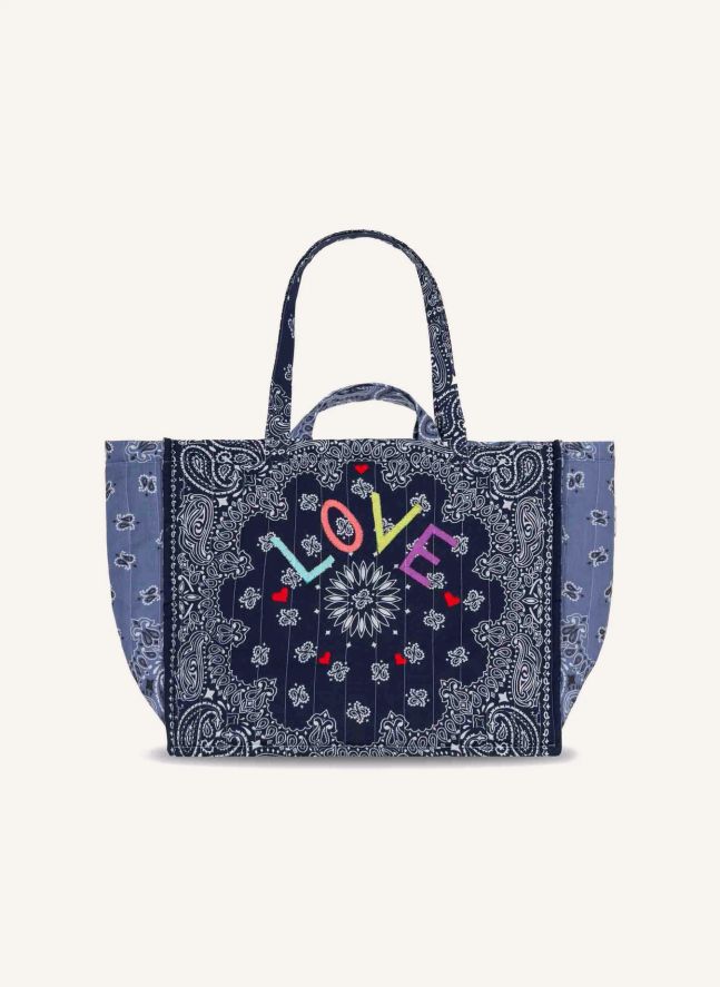 Maxi Cabas Love Coton | Chambray Bleu