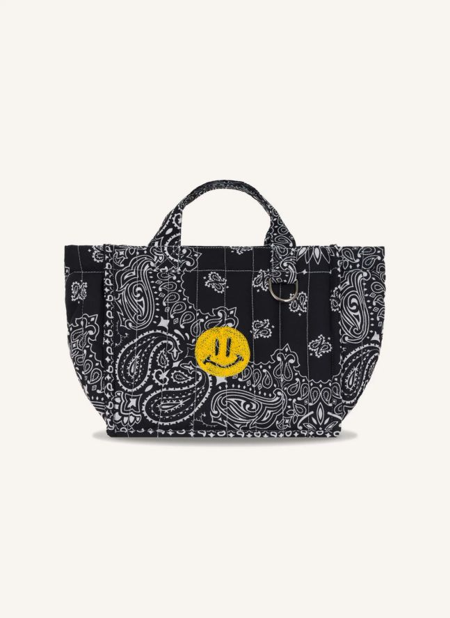 Mini Cabas Happy Face Coton | Noir