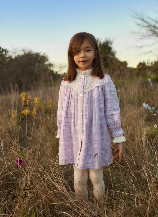 Robe Floriane Carreaux | Rose