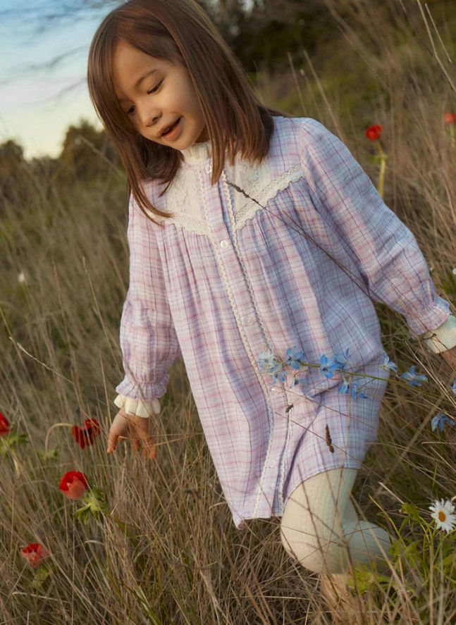 Robe Floriane Carreaux | Rose