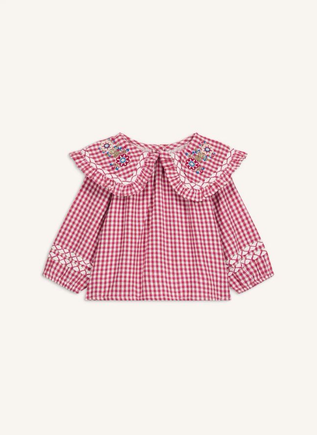 Blouse Clea Carreaux Coton Bio | Framboise