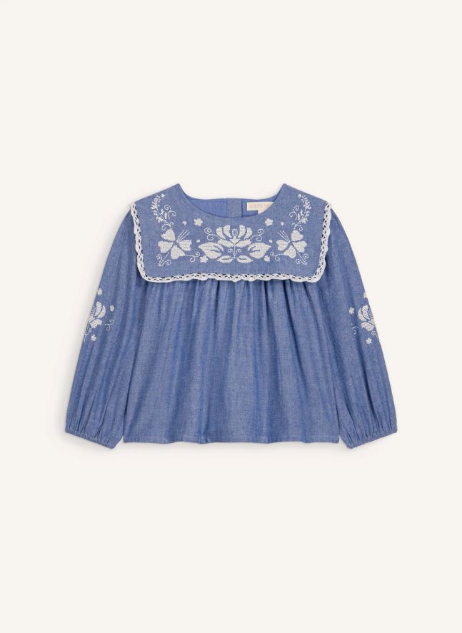 Blouse Henrietta Coton Bio | Bleu
