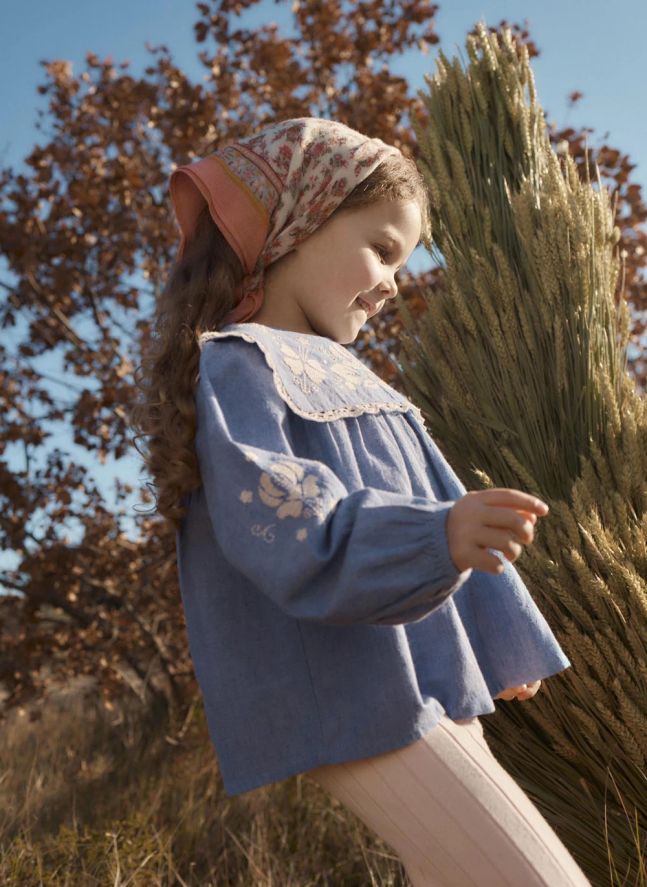 Blouse Henrietta Coton Bio | Bleu