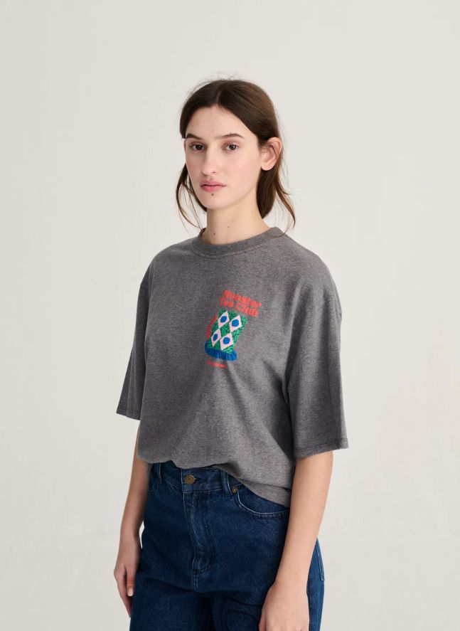 T-shirt Monster Mug Coton | Gris chiné