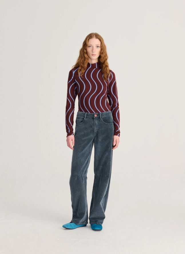 Top Rayures Psicodelic Coton Bio | Bordeaux