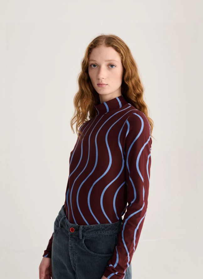 Top Rayures Psicodelic Coton Bio | Bordeaux