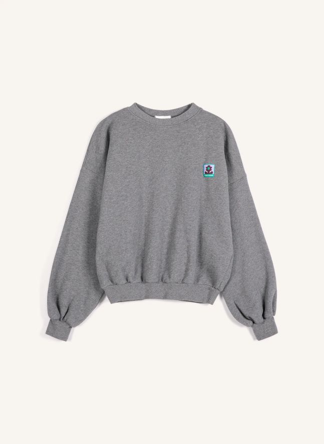 Sweat Tag Relaxed Coton Bio | Gris chiné