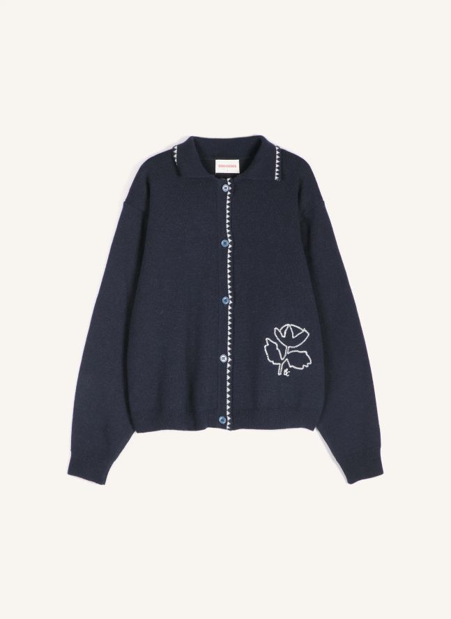 Cardigan Vibrant Flower | Bleu marine