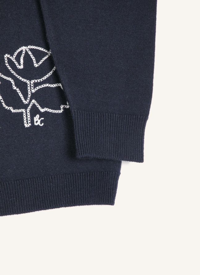 Cardigan Vibrant Flower | Bleu marine