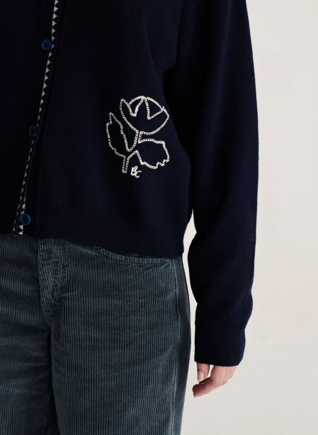 Cardigan Vibrant Flower | Bleu marine