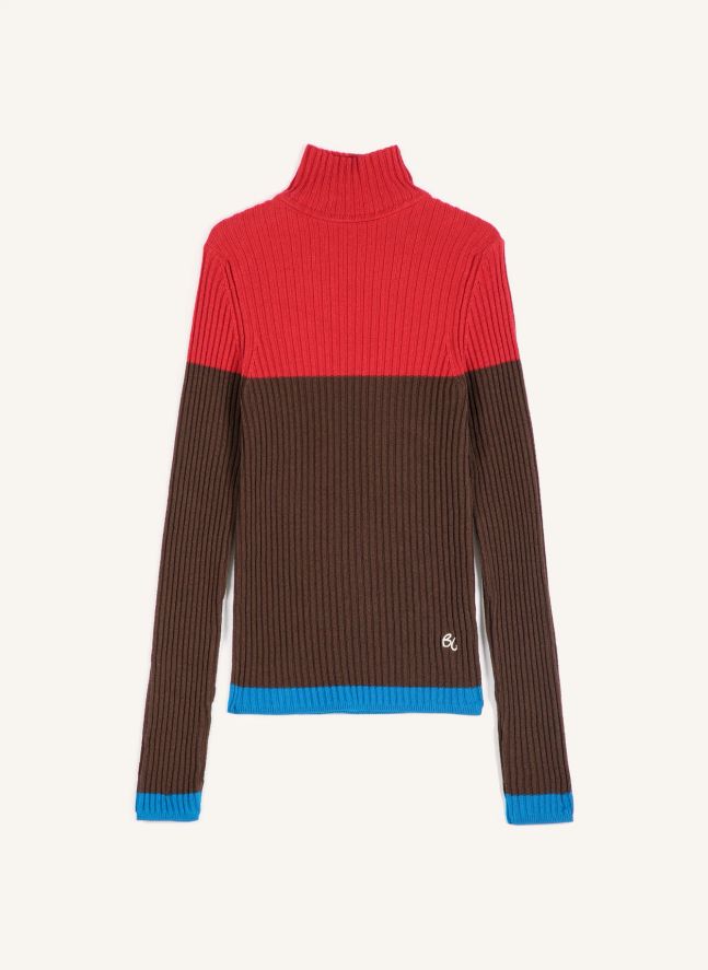 Pull Color Block Coton Bio | Marron