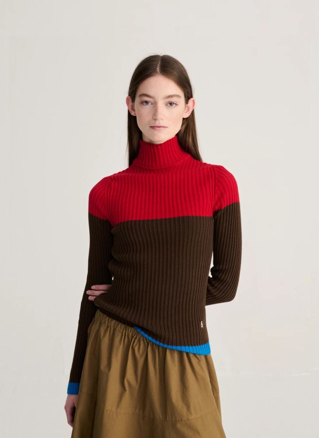 Pull Color Block Coton Bio | Marron