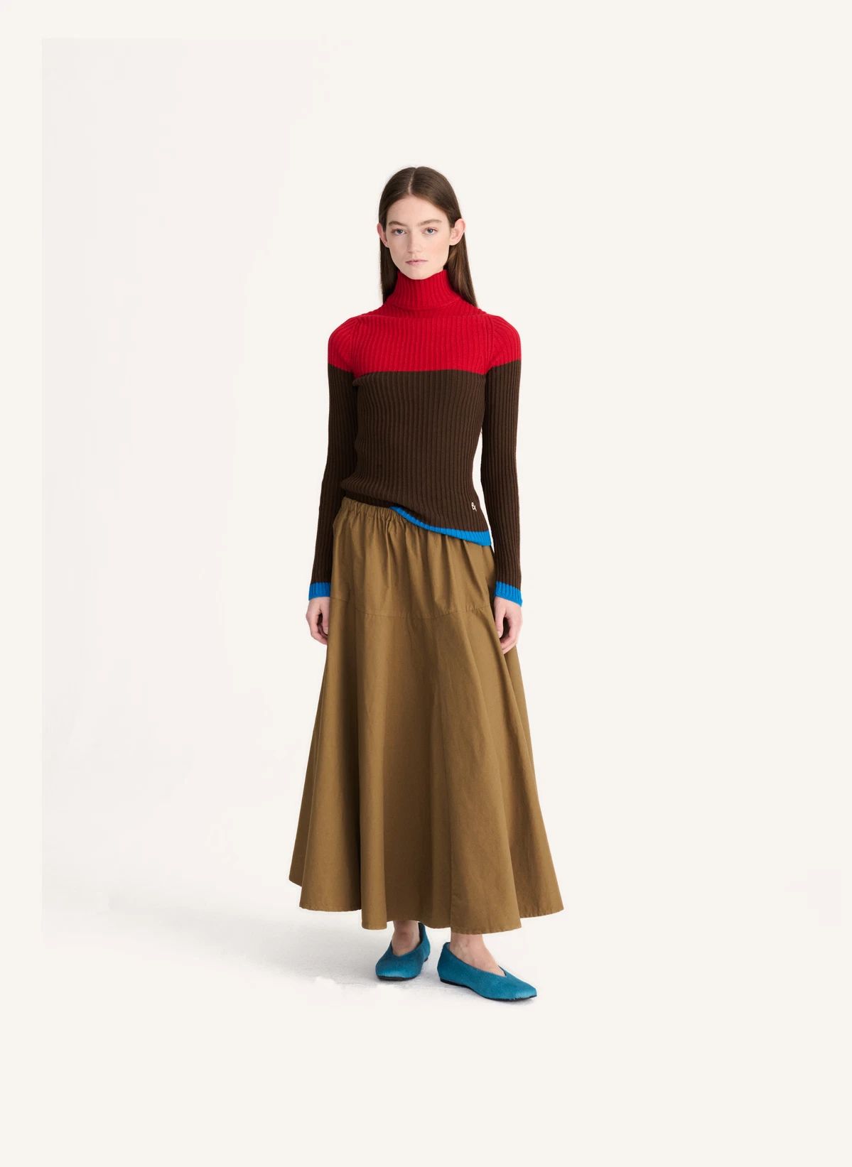 Pull Color Block Coton Bio | Marron- Image produit n°2