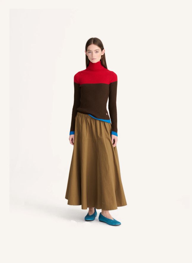 Pull Color Block Coton Bio | Marron