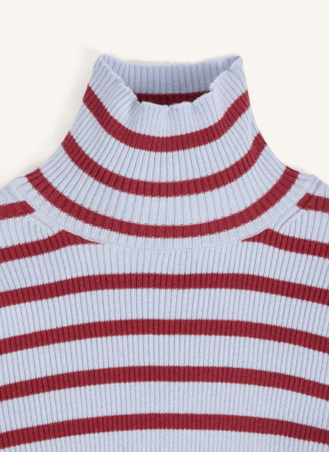 Pull Rayures Coton Bio et Laine Mérinos | Bleu ciel