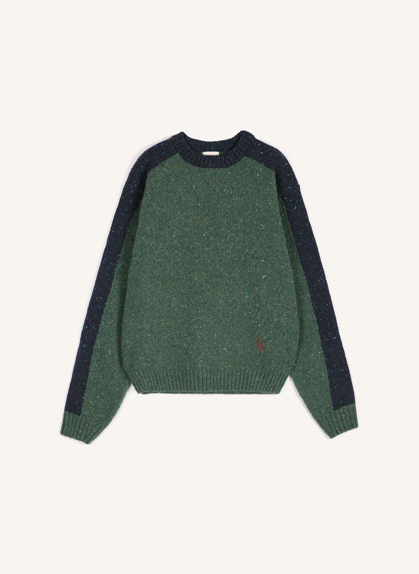 Pull Color Block Laine | Vert foncé- Image produit n°0