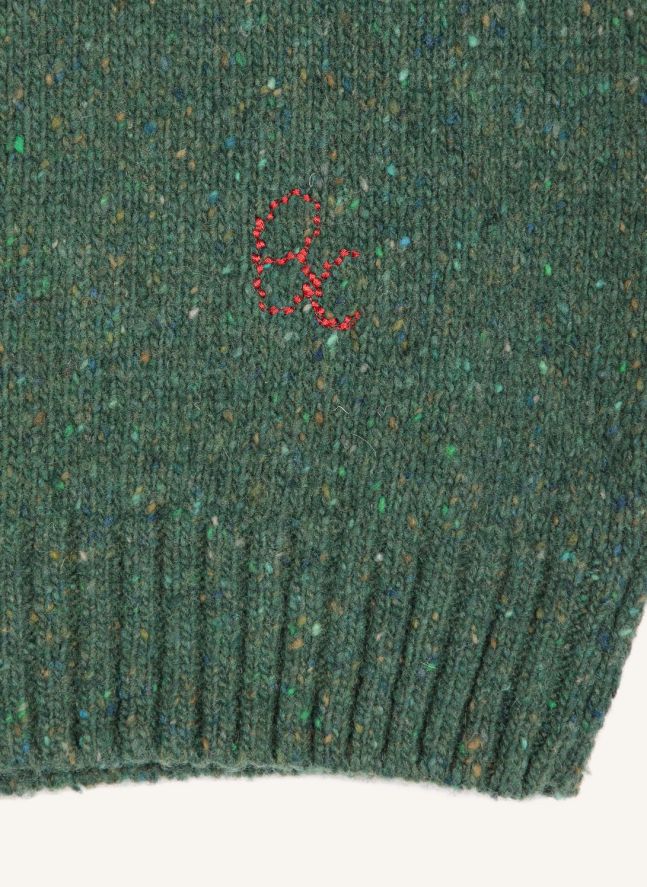 Pull Color Block Laine | Vert foncé