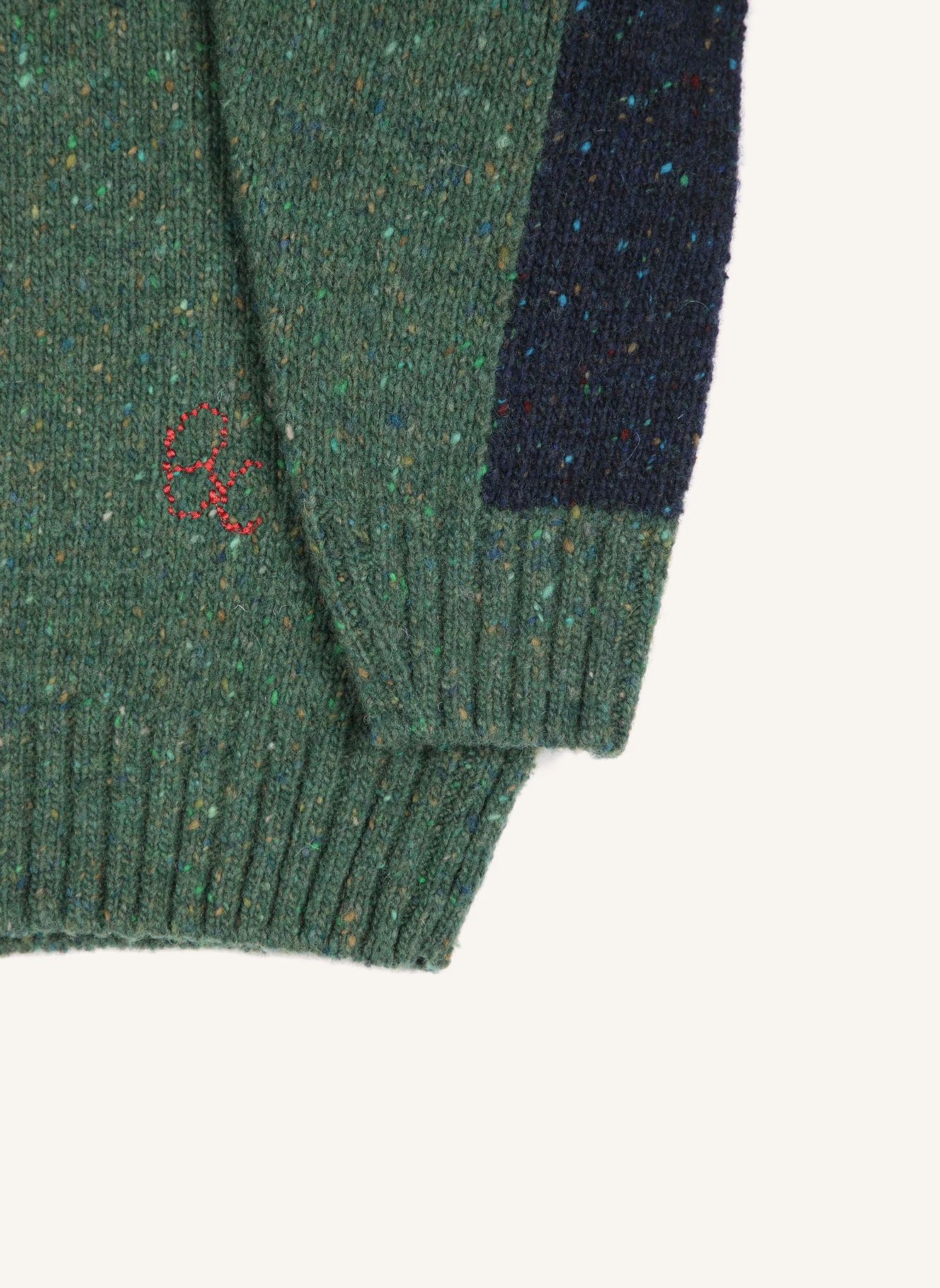 Pull Color Block Laine | Vert foncé- Image produit n°4