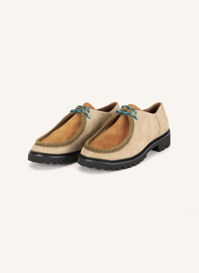 Chaussures Wallabees Color Block Cuir | Beige